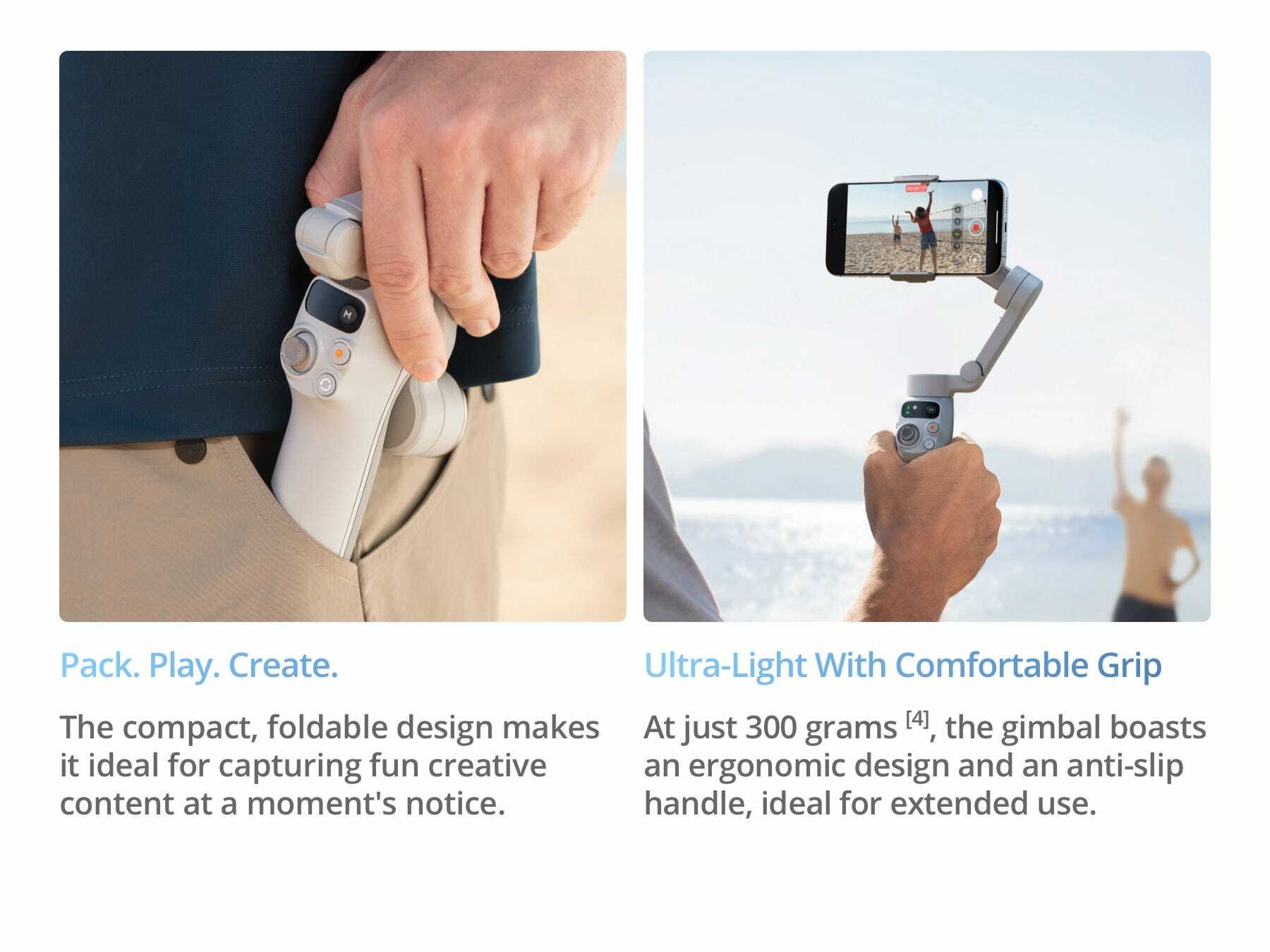 DJI Osmo Mobile 7 compact design ideal for capturing fun creative content