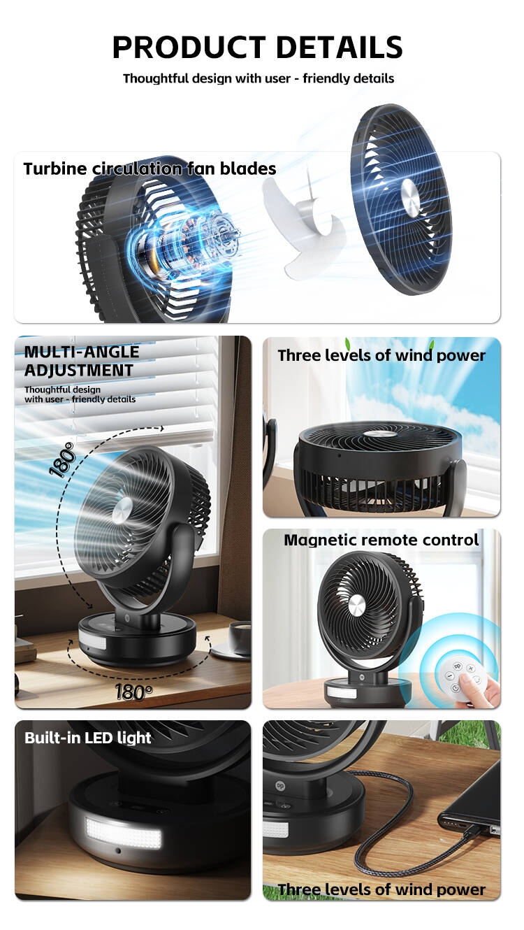 DP-7643 5.5 Inch Rechargeable Table Fan with Remote Control 5