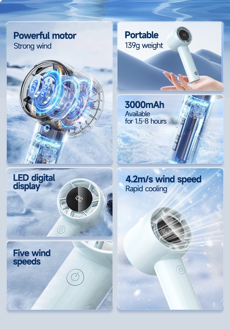 Handheld Rechargeable High Speed Mini Fan 3000mAh DP-7644A - Guangdong DP Co., Ltd.