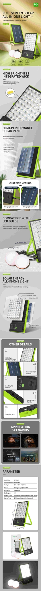Full-screen Solar Emergency Light with Bulb-detail