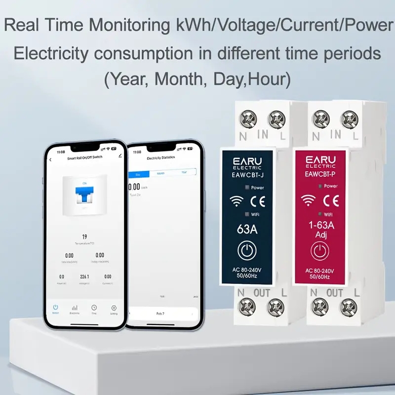 wifi breaker mcb timer 1p n 63a kwh voltage current meter protector voice remote control switch details 3