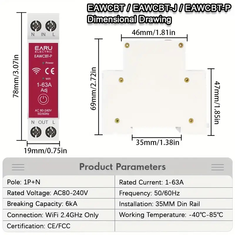 wifi breaker mcb timer 1p n 63a kwh voltage current meter protector voice remote control switch details 1