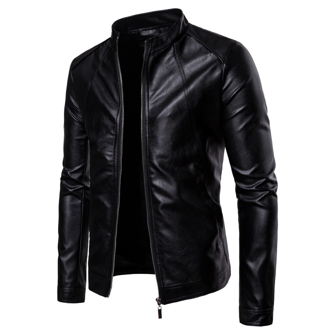 Fashion Men's Locomotive Leather Jacket PU Leather Jacket Plus Size ...