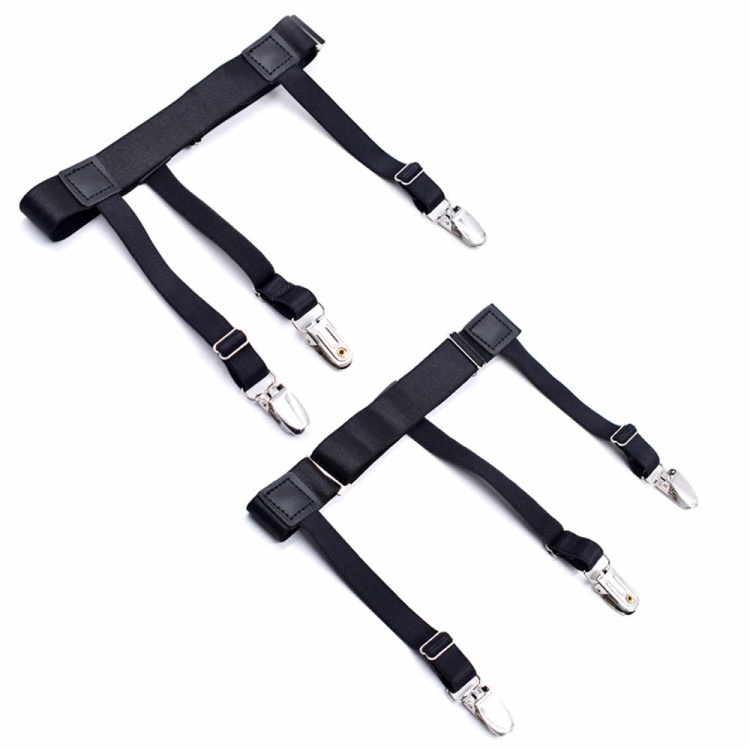 HZO-18005 Shirt Stays Adjustable Straps - Elastic Shirt Suspenders Holder Shirt Tucker Non-slip Duckbill Clamps For Men