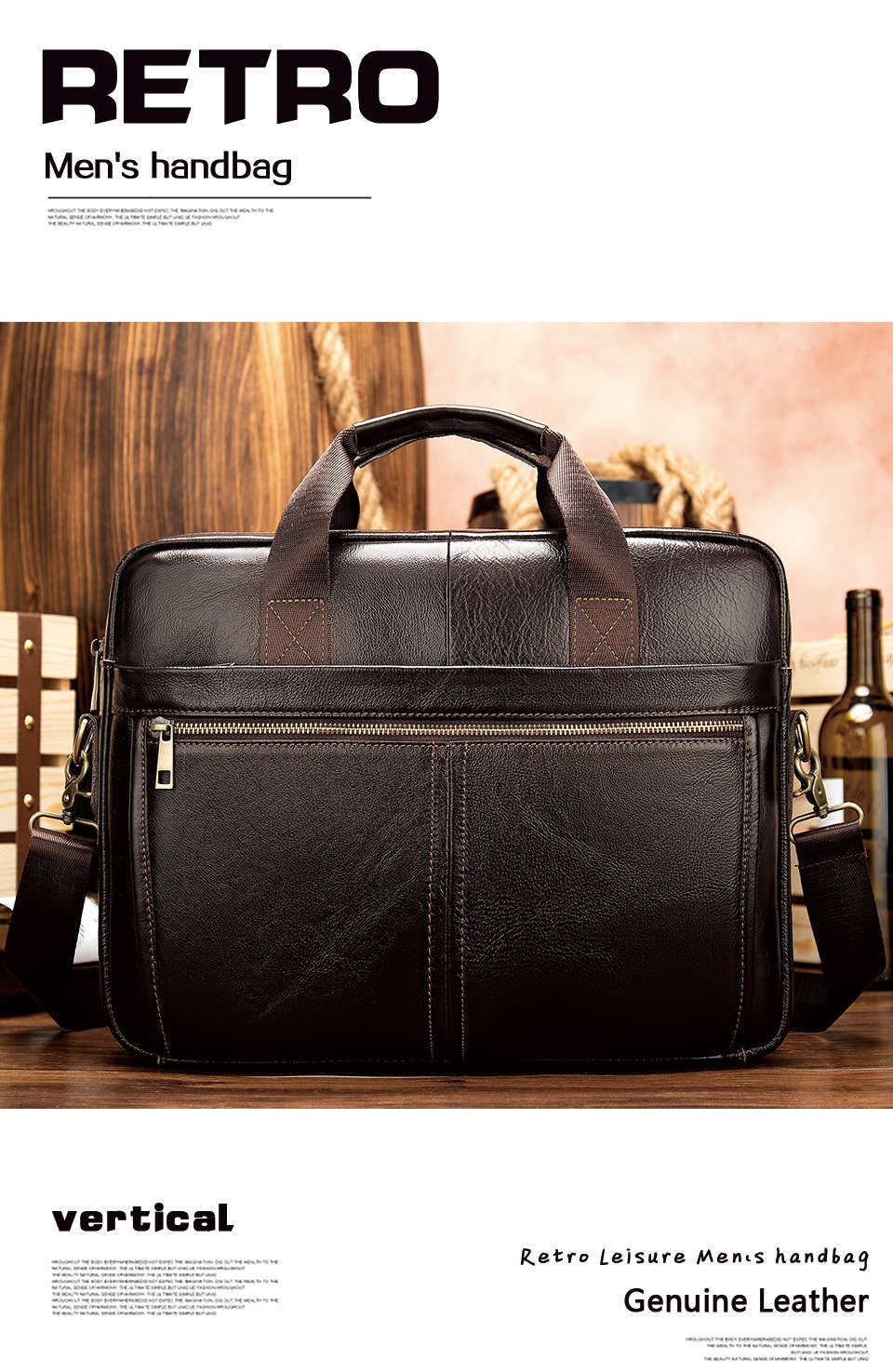 Fashion Messenger Bag Men's Leather Briefcases Office Business Tote ...