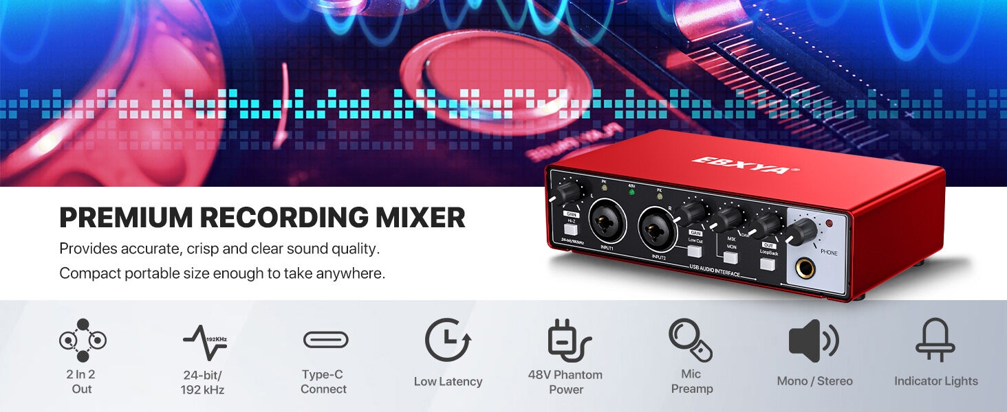 Audio Interface for Studio Podcaster Guitarist User-Friendly for Beginners at home live streaming