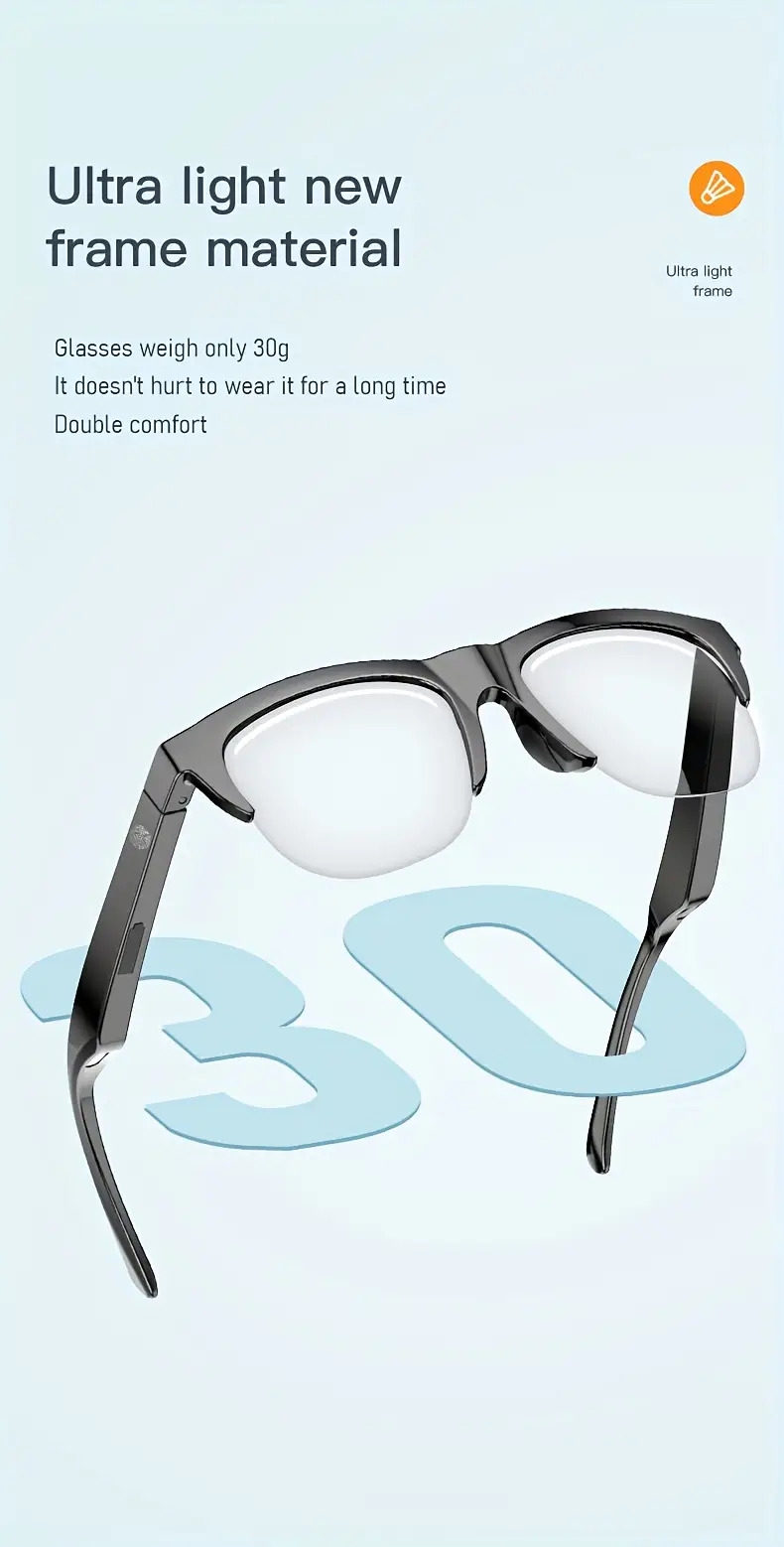 wireless smart glasses with multi   and voice call function rechargeable lithium battery usb charging long standby   sports driving hiking indoor and outdoor entertainment activities details 4