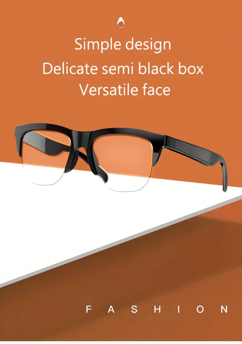   v5 3 wireless smart glasses touch connection hifi   rechargeable lithium battery hd lenses ideal for music calls long   perfect gift for tech enthusiasts wireless glasses modern glasses touch control glasses details 1