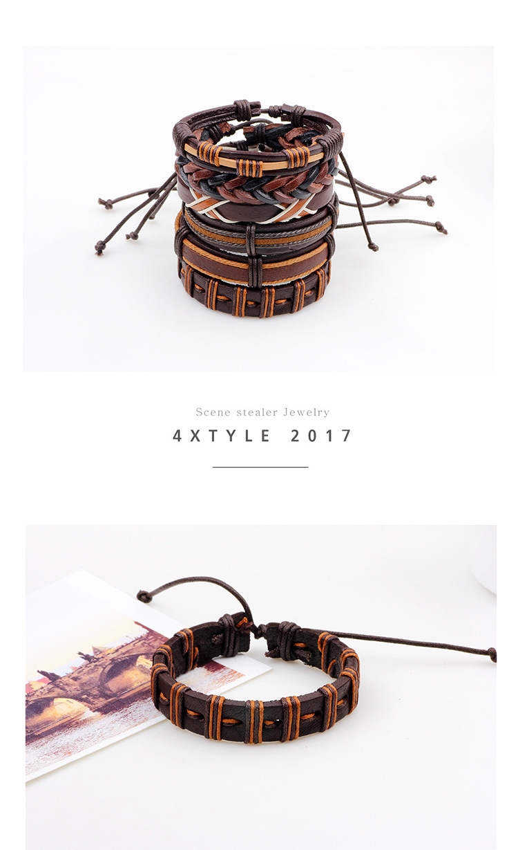 Al por mayor de 3-6 unids/lote hecho a mano étnico tribal genuino abrigo encantador hombre pulsera de cuero negro trenzado brazaletes de pulseras para hombre