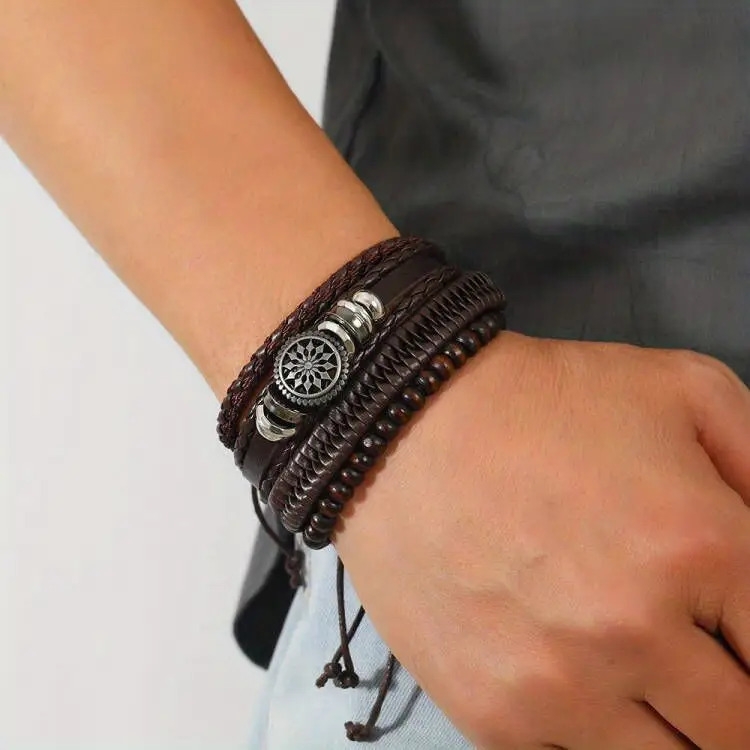 original bracelet gift for men ethnic jewelry with fashion leather rope handwoven details 7