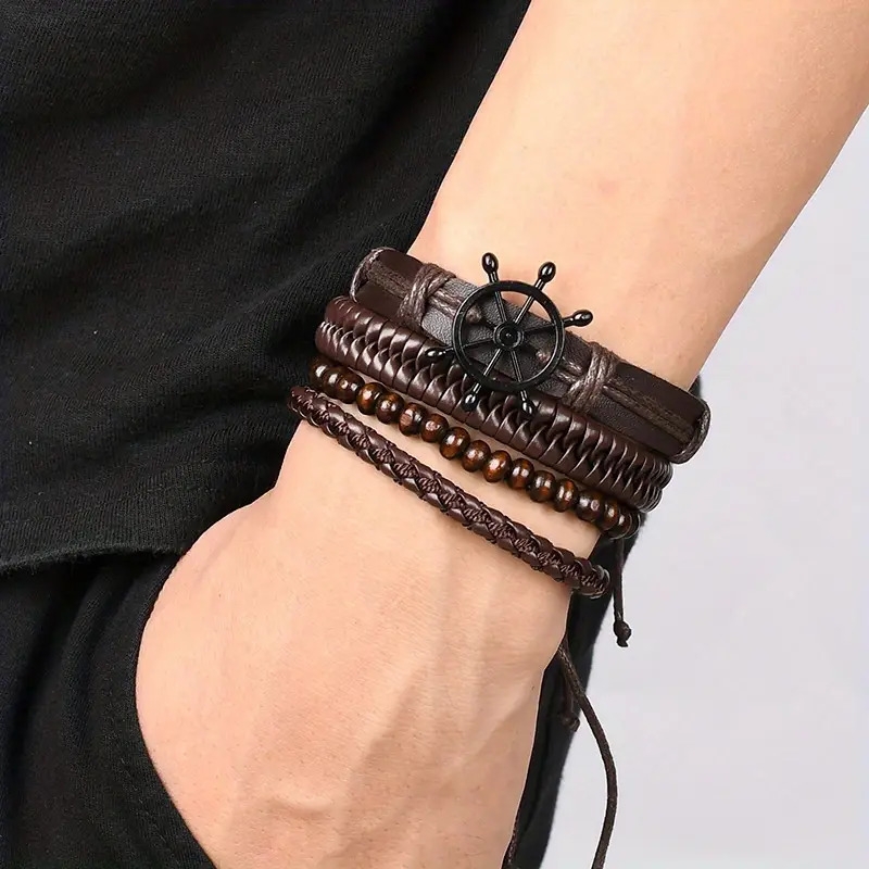 original bracelet gift for men ethnic jewelry with fashion leather rope handwoven details 2