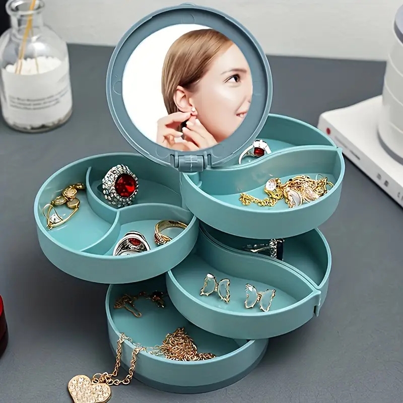 1pc jewelry display tray storage box multilayer rotating plastic stand earrings ring box cosmetics beauty container details 1