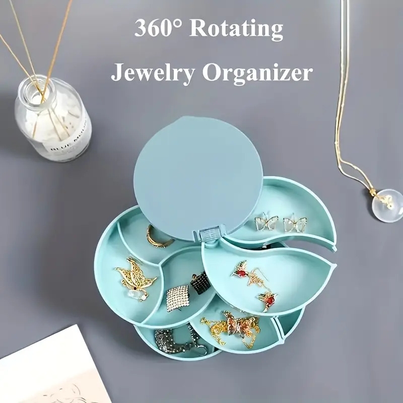 1pc jewelry display tray storage box multilayer rotating plastic stand earrings ring box cosmetics beauty container details 2