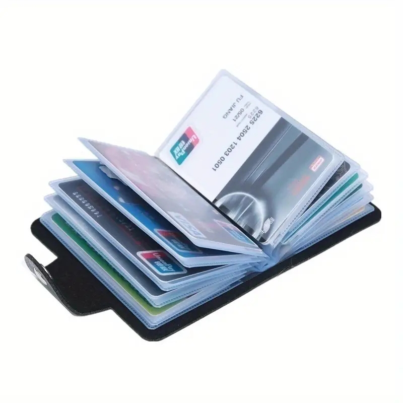 1pc     pu leather business card id holders bag with 24 slots details 1