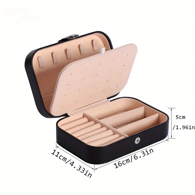 1pc simple and portable jewelry storage box large capacity double layer jewelry box earring ring necklace storage box gift for women girls mothers day gift details 5