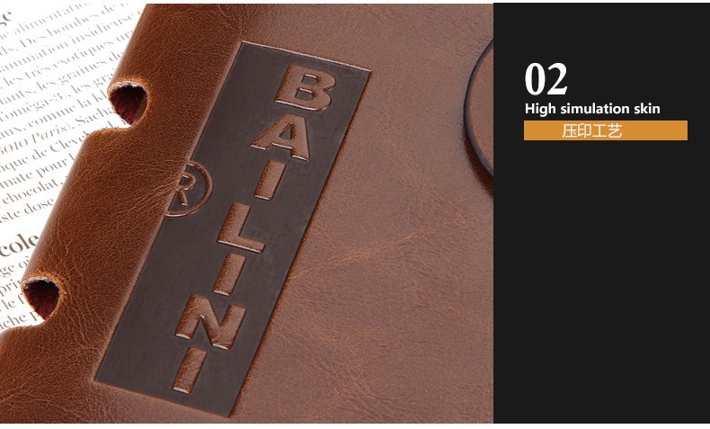Wholesale Baellerry C526-76 pu leather 3 Fold Modern cowboy style Vintage wallet for men Card holder