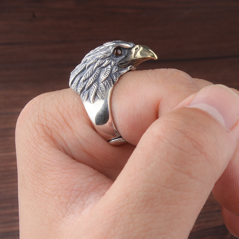 Zhibei details picture_4 retro eagle rings men's trendy personalized index finger ring anti-thai silver ring fashionable