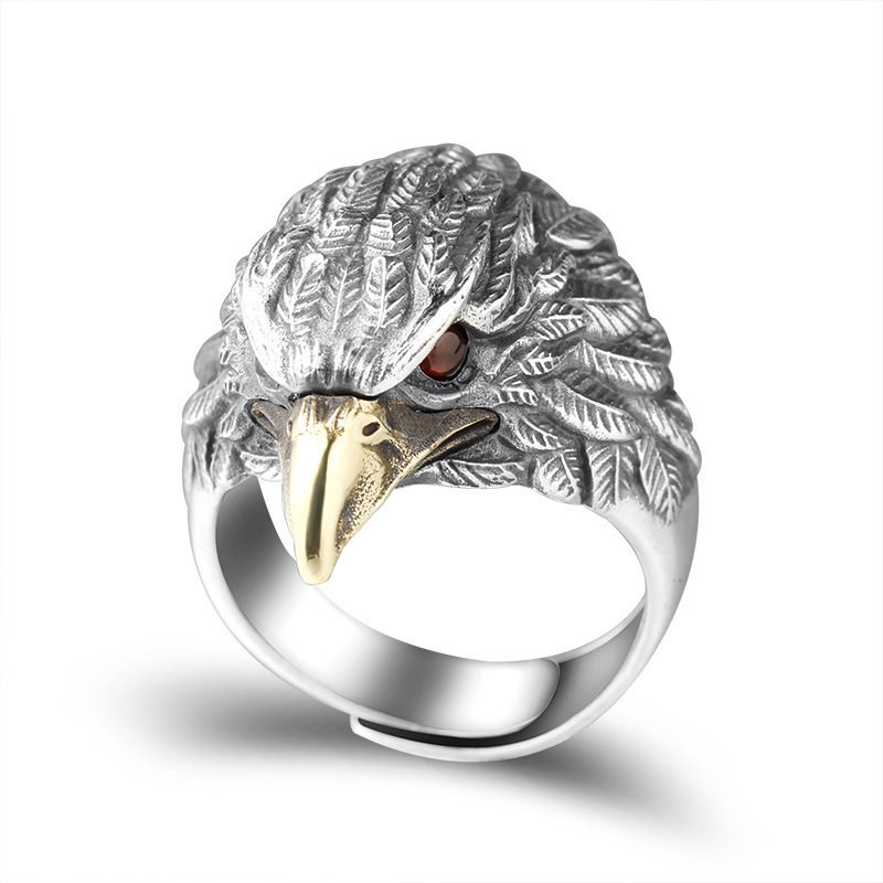 Zhibei details picture_6 retro eagle rings men's trendy personalized index finger ring anti-thai silver ring fashionable