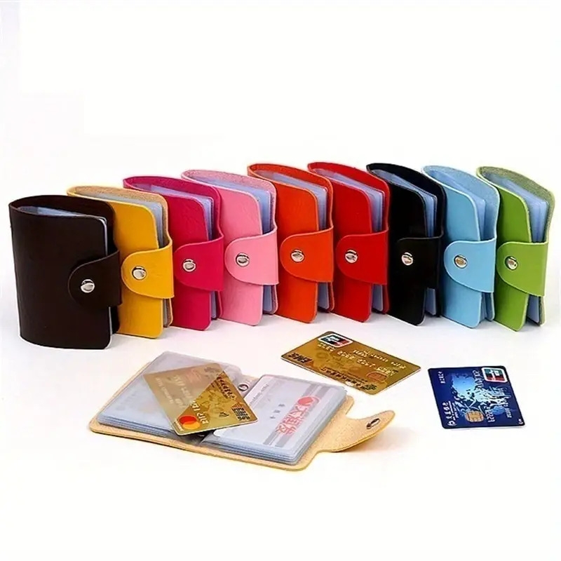 1pc     pu leather business card id holders bag with 24 slots details 3