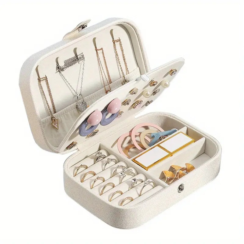 1pc simple and portable jewelry storage box large capacity double layer jewelry box earring ring necklace storage box gift for women girls mothers day gift details 7