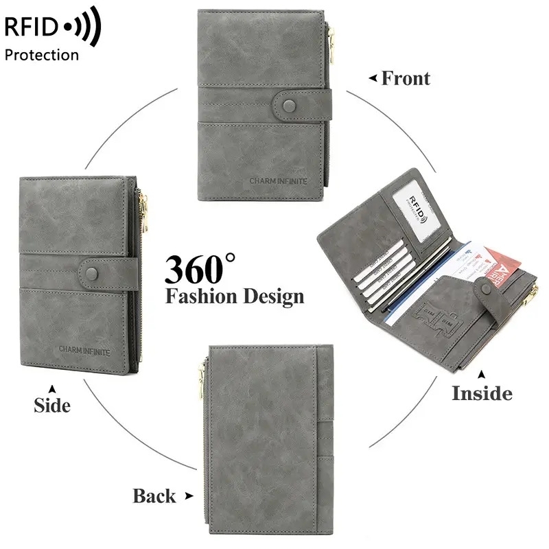 new id bag anti theft rfid passport clip zipper buckle certificate holder multi functional travel passport bag ticket holder 2