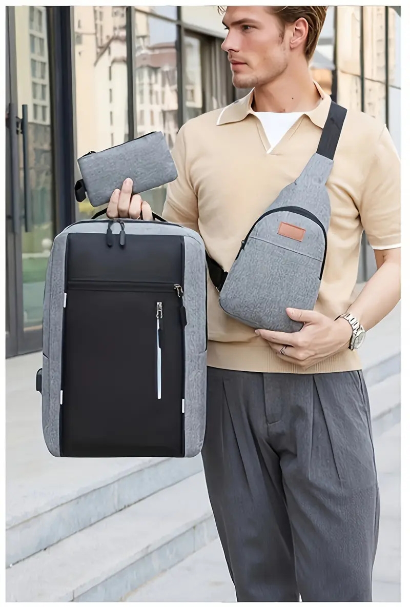 multifunctional computer bag fashionable backpack daily   business three piece set large capacity storage bag book tablet organizer convenient travel details 9