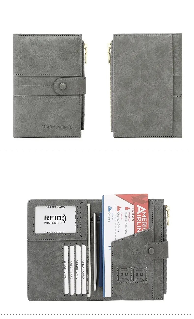 new id bag anti theft rfid passport clip zipper buckle certificate holder multi functional travel passport bag ticket holder details 15
