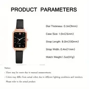 5pcs set womens casual rectangle quartz watch pu leather wrist watch bracelets gift for mom her details 3