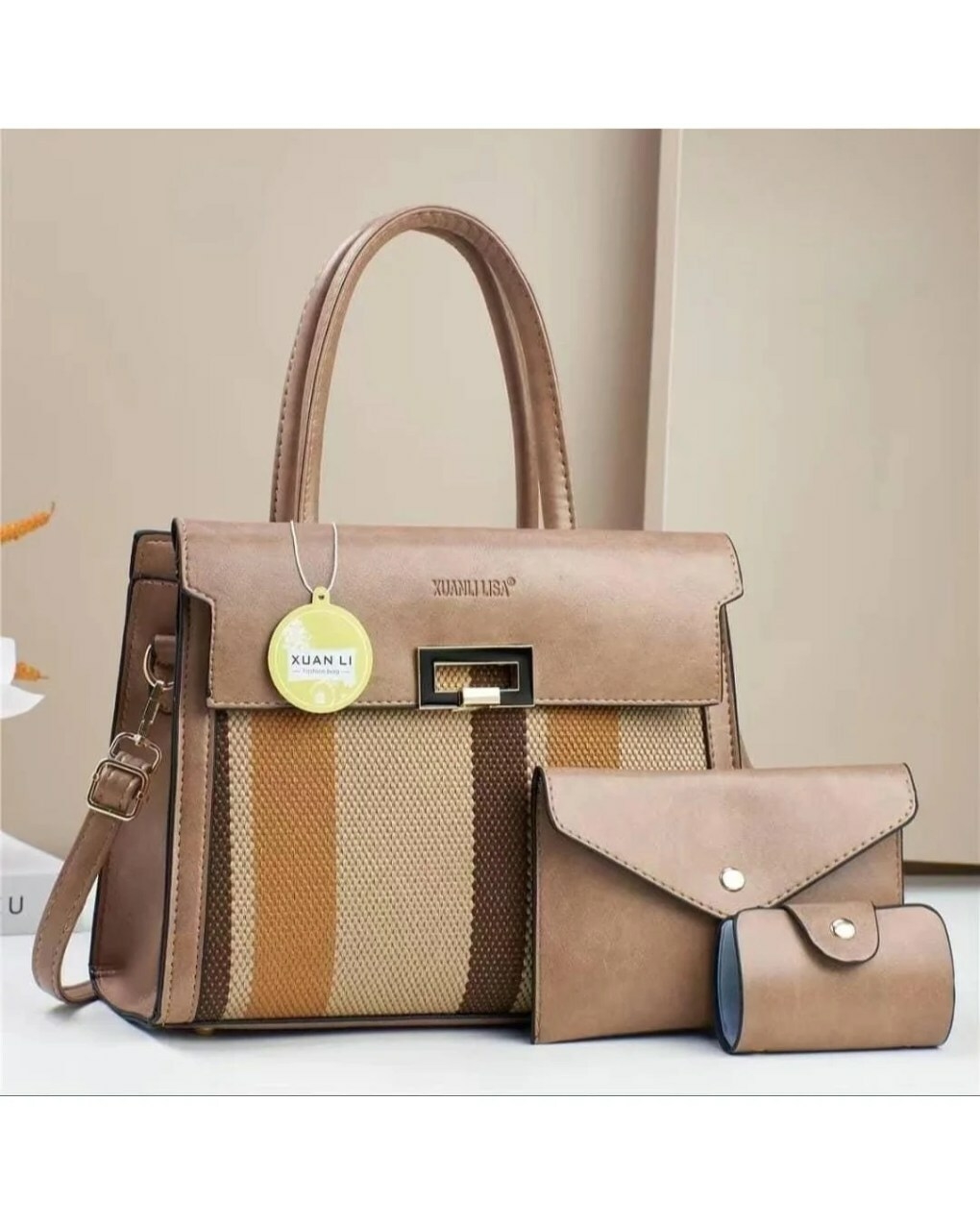 NUDE 3IN1 STRIPY WOMEN HANDBAG