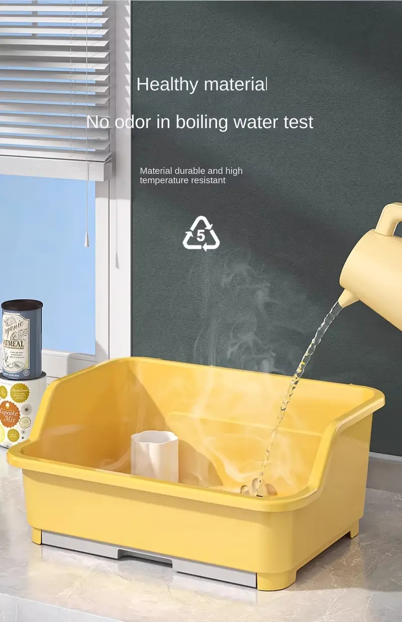 1pc plastic cutlery storage box with lid dustproof drain rack for kitchen countertop large size utensil organizer details 2