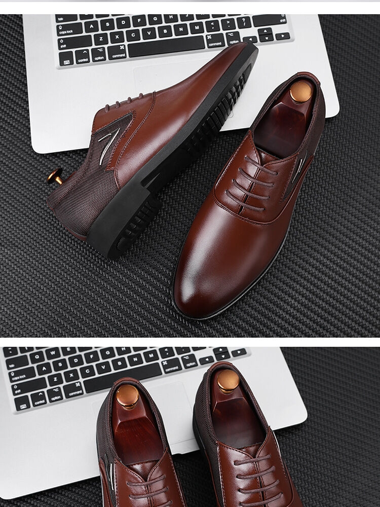 Fashion Men's Casual PU Leather Shoes Business Dress Shoes-brown ...