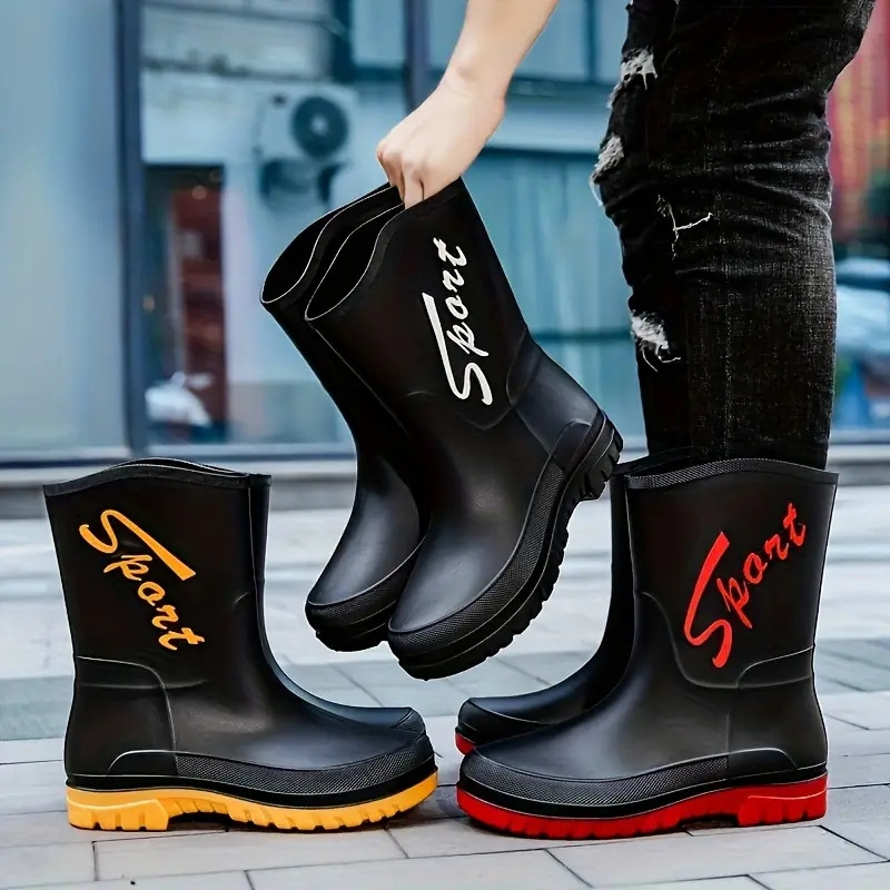 男士时尚防水雨靴 - 轻便易穿，适合健行和水上运动，四季纯色设计，耐用鞋底 商品详情 1