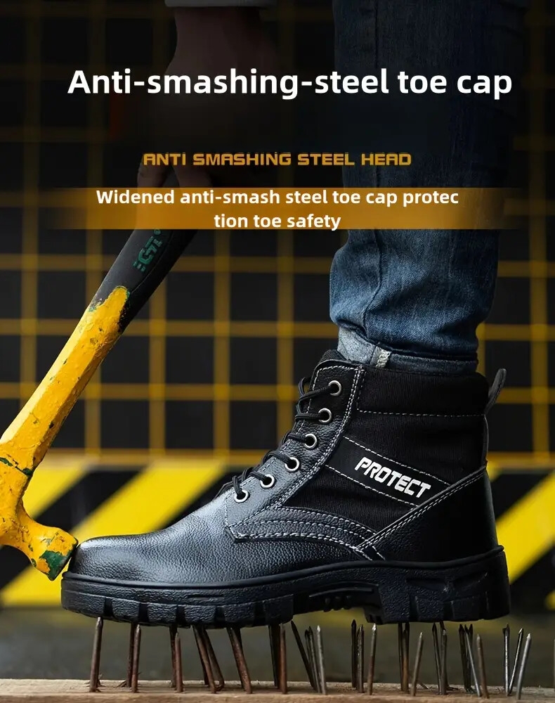 男女通用钢头鞋，复合材料安全鞋，坚固耐用的安全鞋，轻便钢头运动鞋，防滑防刺穿，气垫透气，适合工业建筑工作的鞋子 商品详情 3