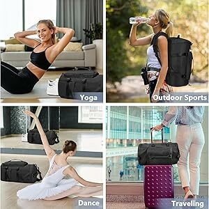 yoga bag has a dedicated shoes compartment to separate your dirty shoes from the rest of your gear.