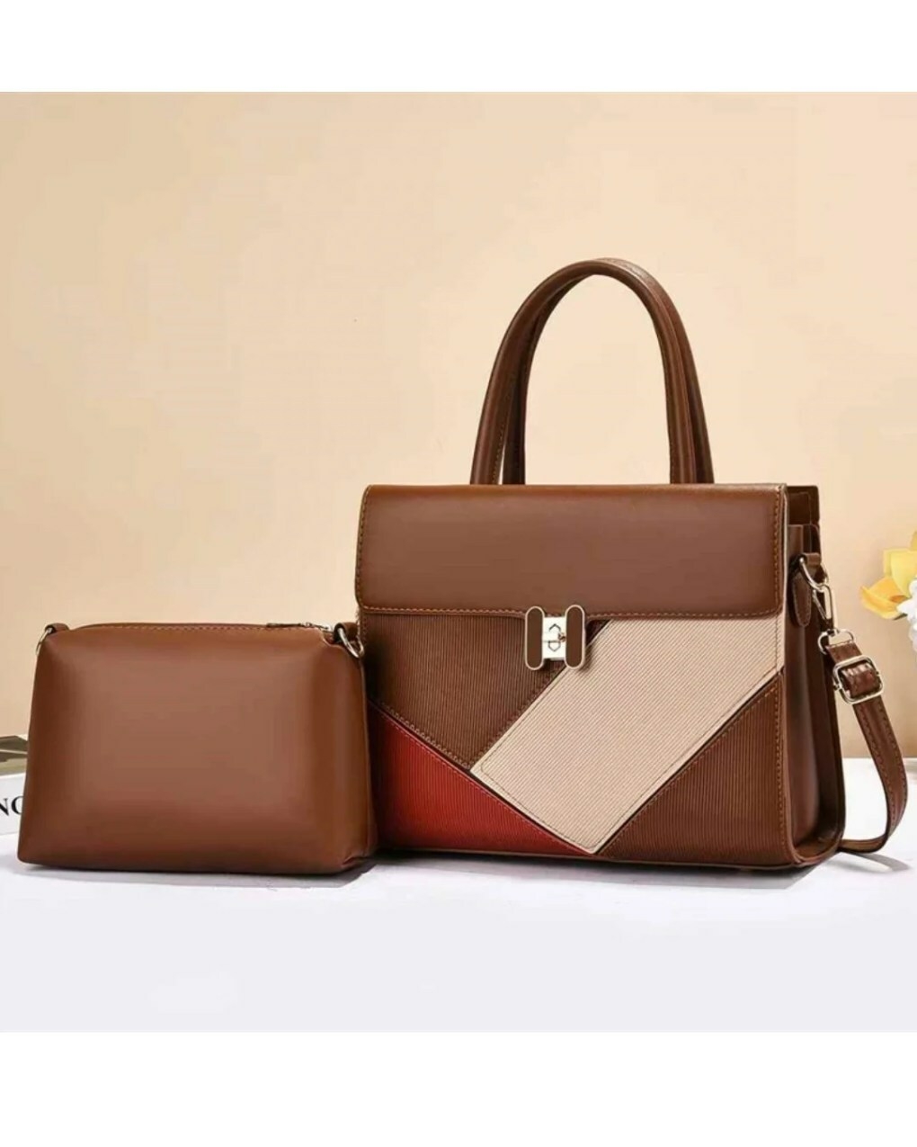 brown 2in1 women handbag