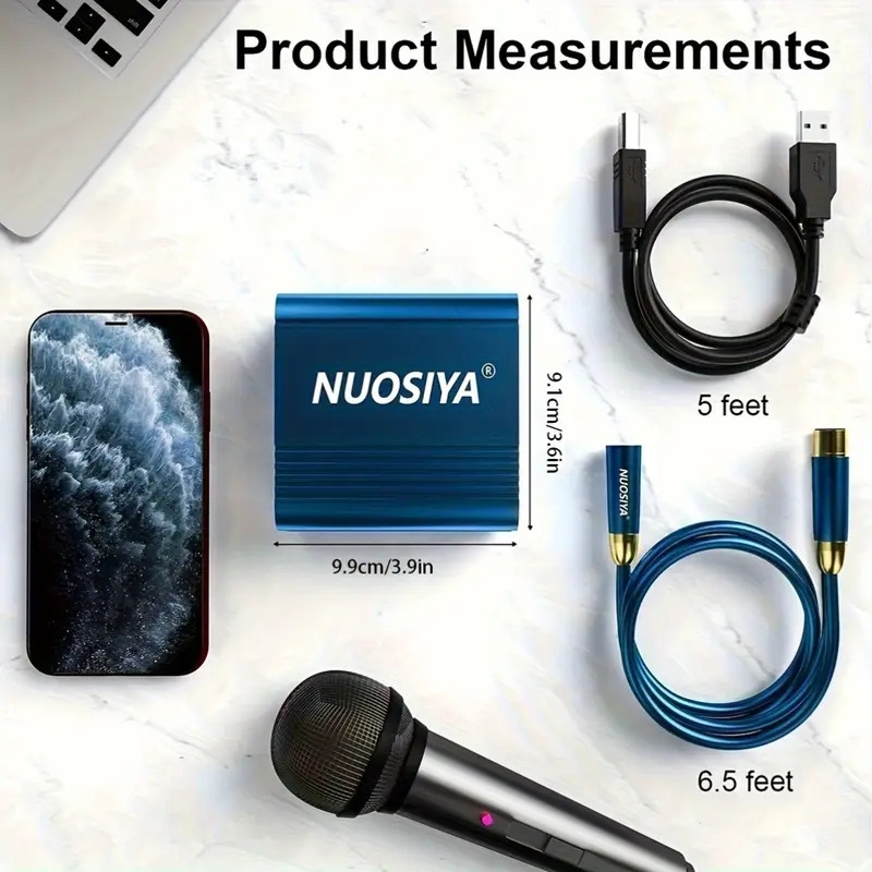 New 48V Phantom Power Supply with XLR 3-Pin Mic Cable (USB Power Cord 1.5m, 1pc, Desktop Sky Blue XLR Cable 2m, 1pc) for Condenser Microphone Music Recording Equipment, etc., 48V with Output/Input, Condenser Microphone Power Supply, Recording Device