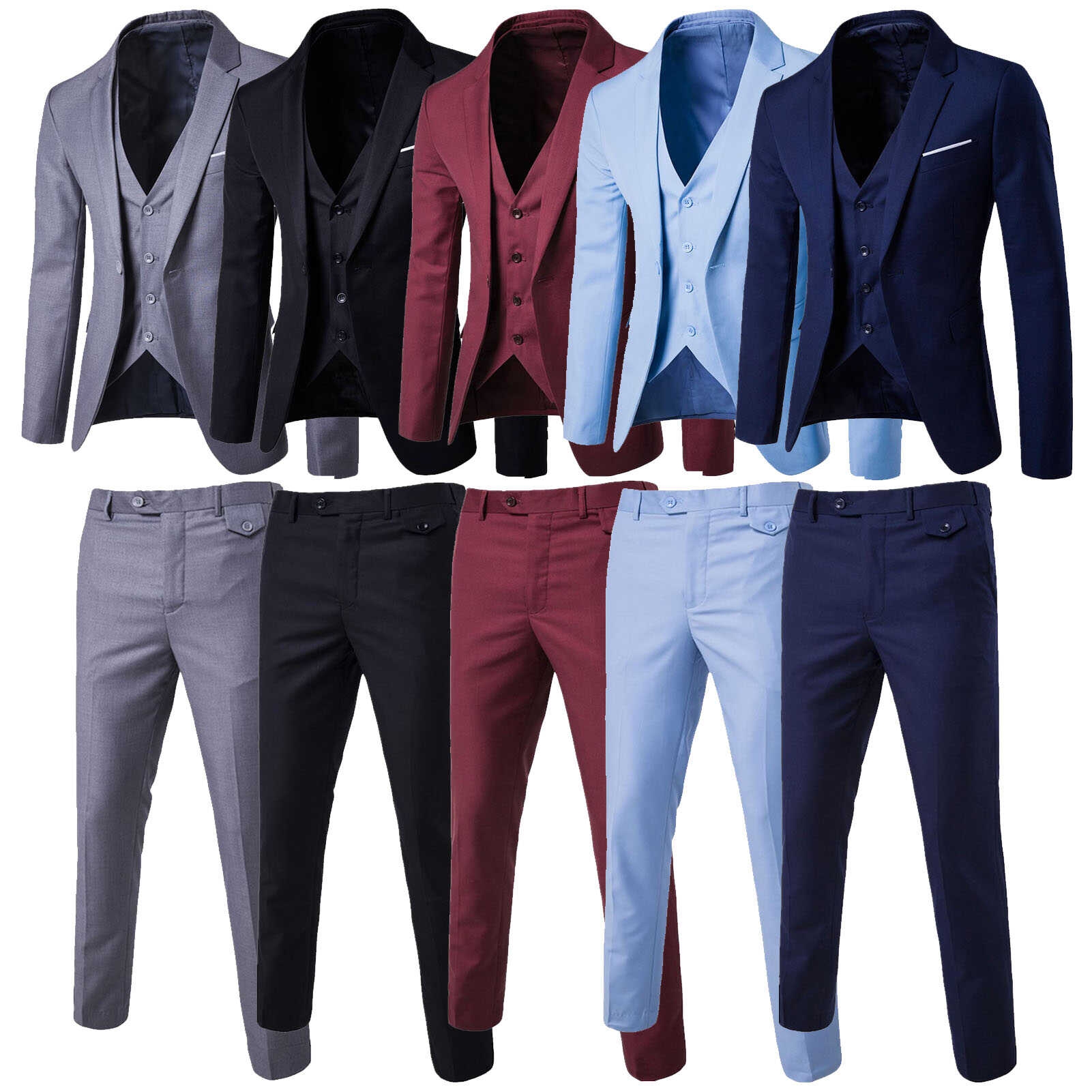 Fashion 1 Set Men Suit Slim Single-breasted Korean Style Blazer Zipper ...