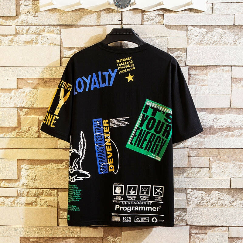 Camiseta De Algodón Para Hombre Ropa De Calle Con Estampado De Hip Hop Masculina - Picture 4 of 15