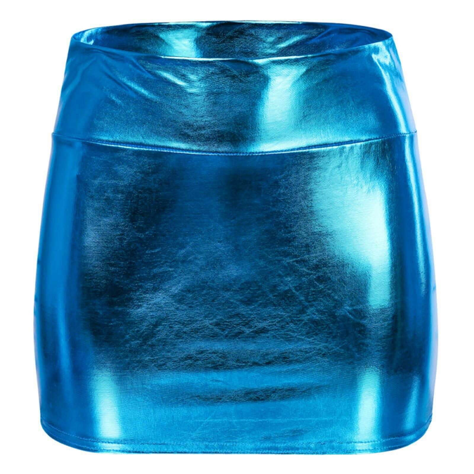 Fashion (Hot Pink)Women Shiny Metallic Bodycon Miniskirt Patent Leather