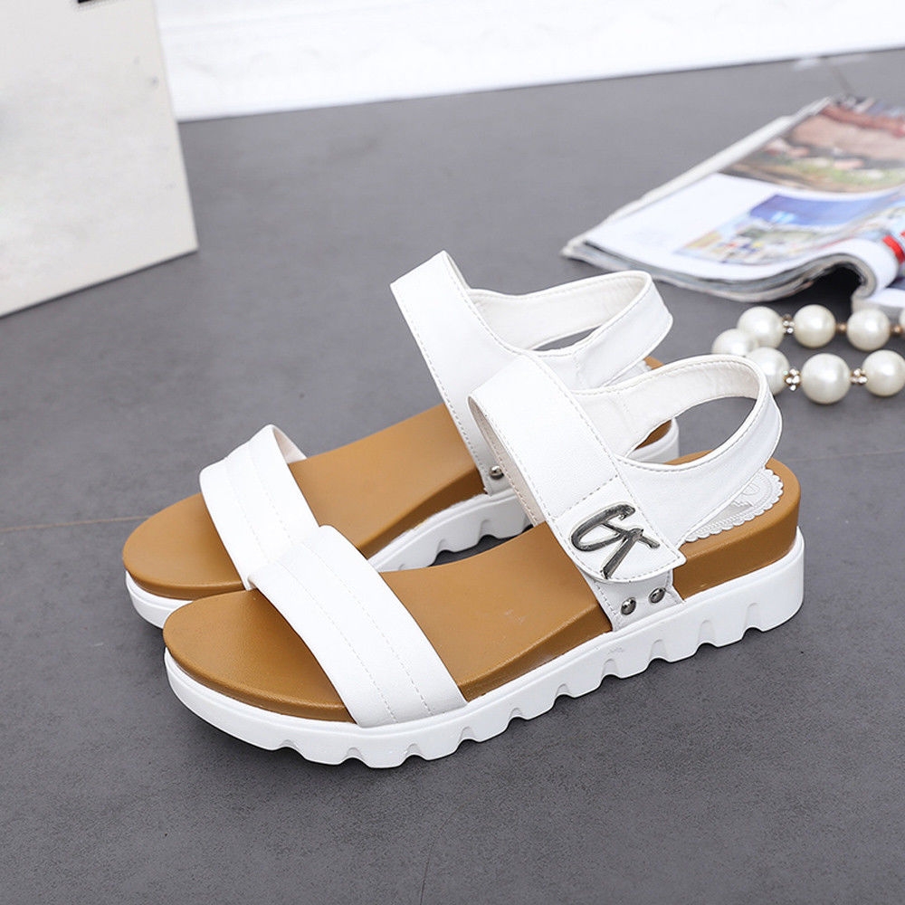 Fashion Summer Sandals Women Aged Flat Fashion Sandals Comfortable ...