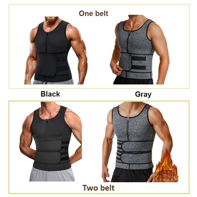 Men's double-belt tank top shapewear reinforced neoprene corset