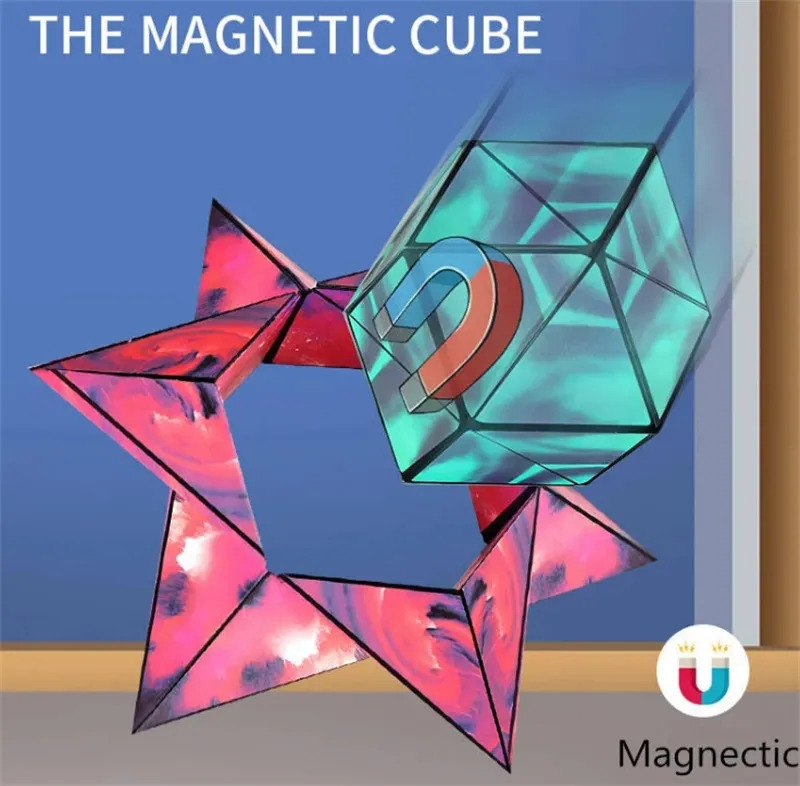 Earth Magnets Magnetic Fidget Shape Shifting Box Geometry 3d Infinity Magic Cube For Boy Girl Adult