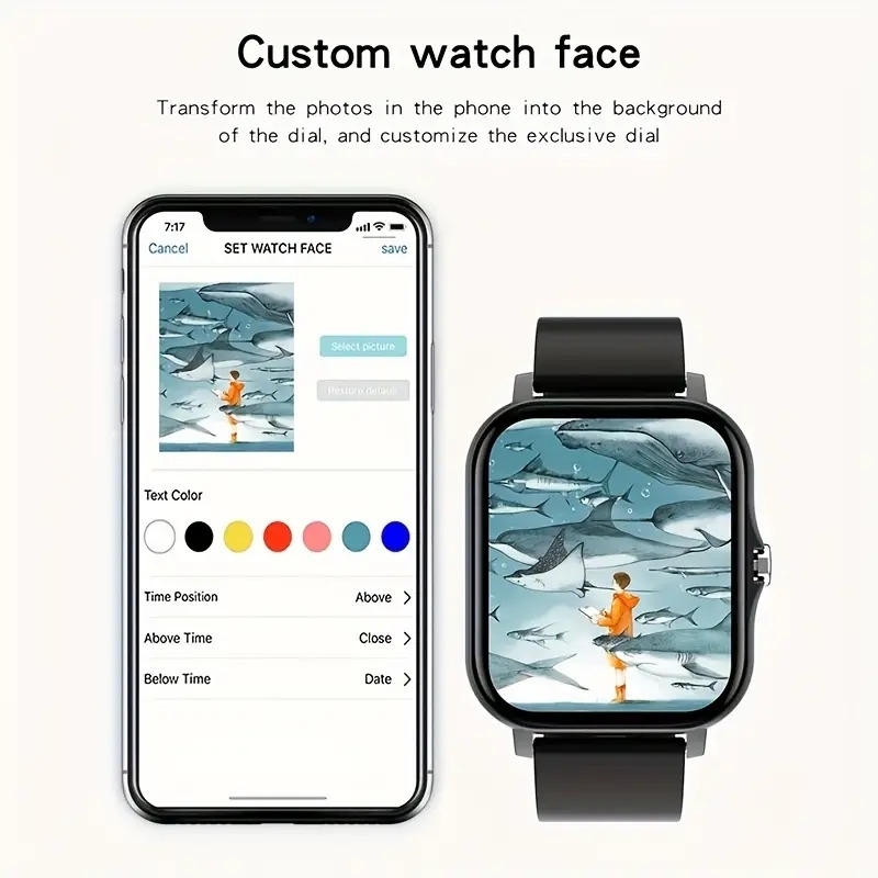 smart watch for iphone and android phones 1 83 inch wireless calling receiving sleep monitoring sedentary reminder for men women music control with multiple sports modes 6