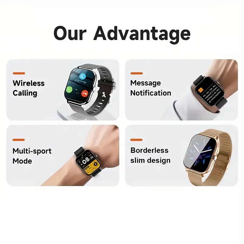 smart watch for iphone and android phones 1 83 inch wireless calling receiving sleep monitoring sedentary reminder for men women music control with multiple sports modes 2