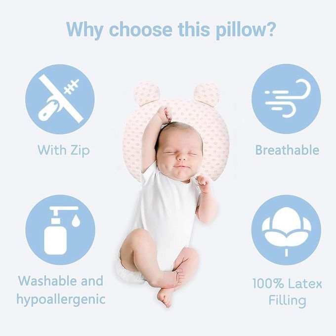 Generic Baby Head Shaping Pillow, Flat Head Prevention Memory Foam Infant Pillow - image 2
