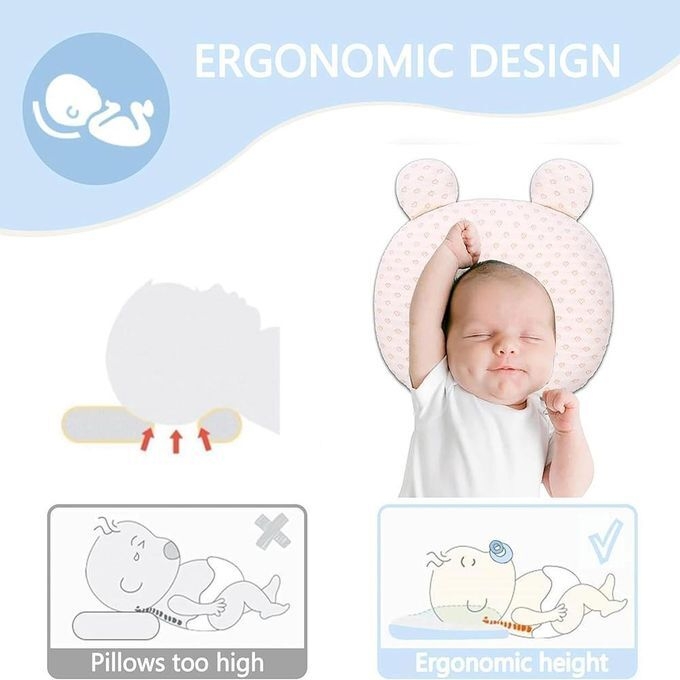 Generic Baby Head Shaping Pillow, Flat Head Prevention Memory Foam Infant Pillow - image 4