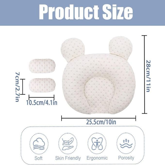 Generic Baby Head Shaping Pillow, Flat Head Prevention Memory Foam Infant Pillow - image 5