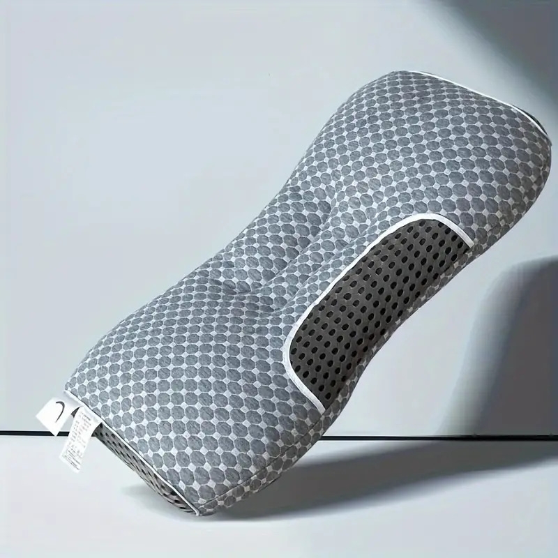 1pc ergonomic polyester knitted pillow with zipper reversible design washable soft neck support and back cushion for adults ideal for   beddings accessory details 1