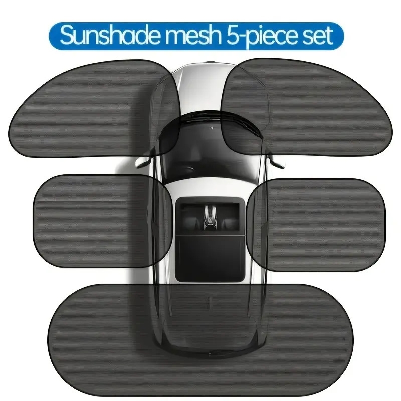 5pcs car sunshade set uv protection heat insulation for front rear windows tailgate suction cups polyamide material cooling privacy enhancer sunshade accessories accessory suction cup included sun visors Product details 0