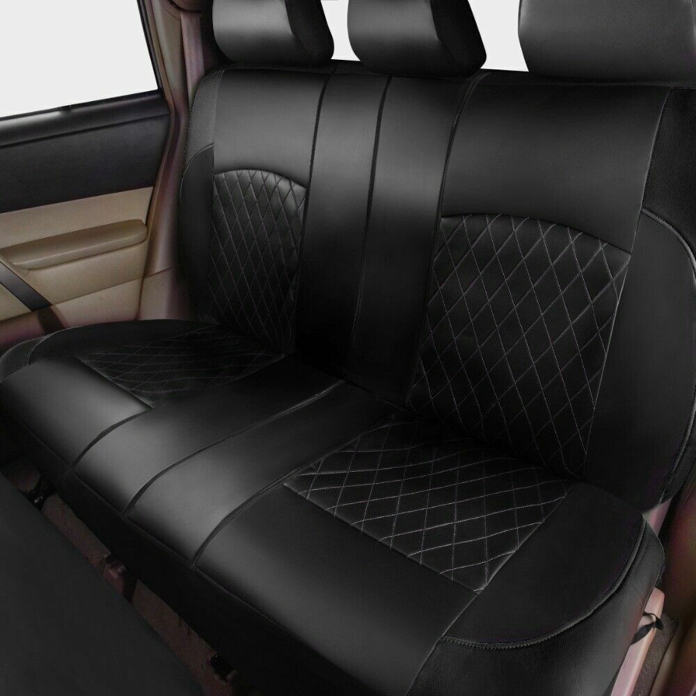 9PC Car 5 Seat Cover Full Set PU Leather Front Rear Protector Cushion Waterproof - Picture 11 of 14